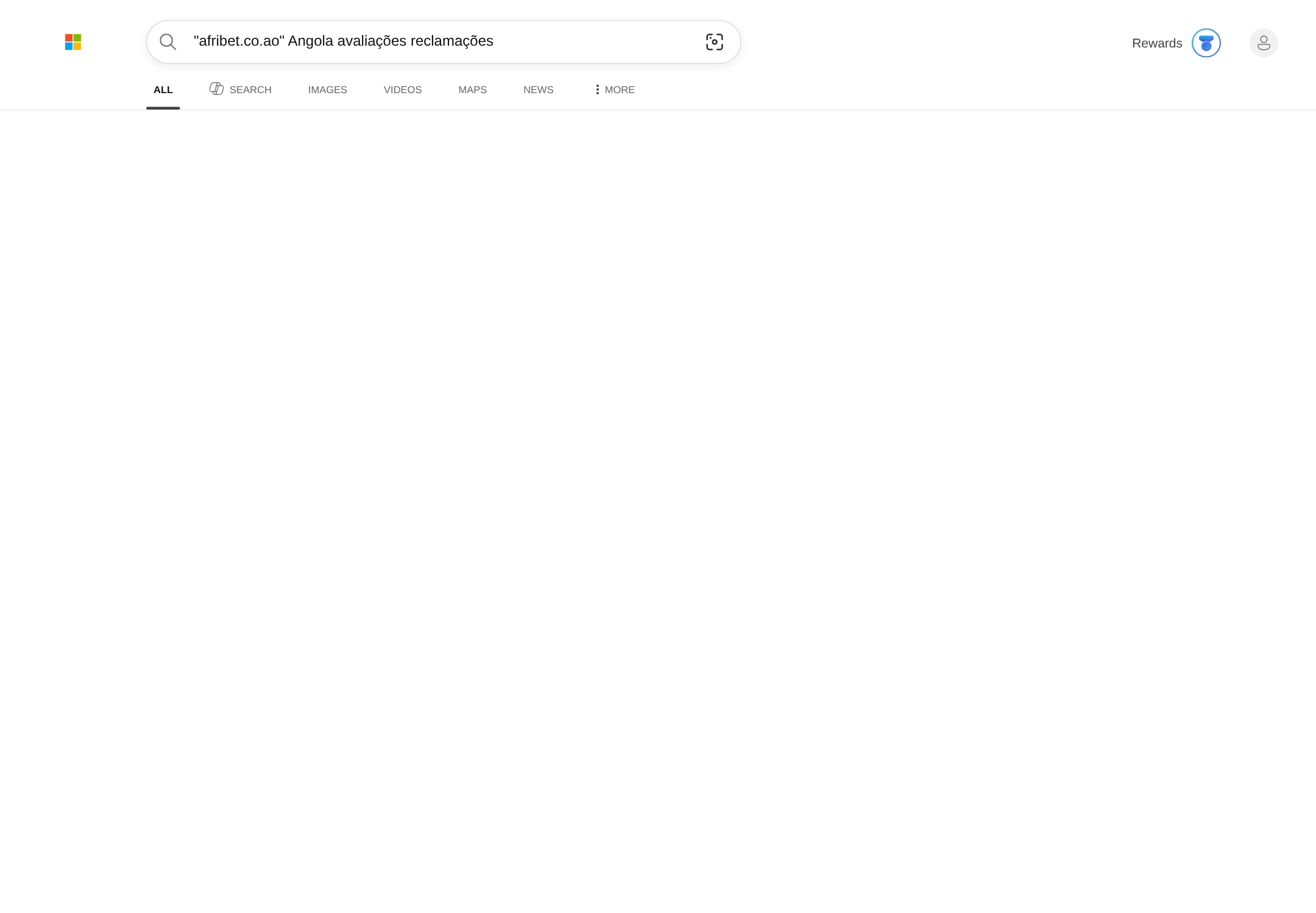 Captura de resultados de pesquisa sobre a Afribet